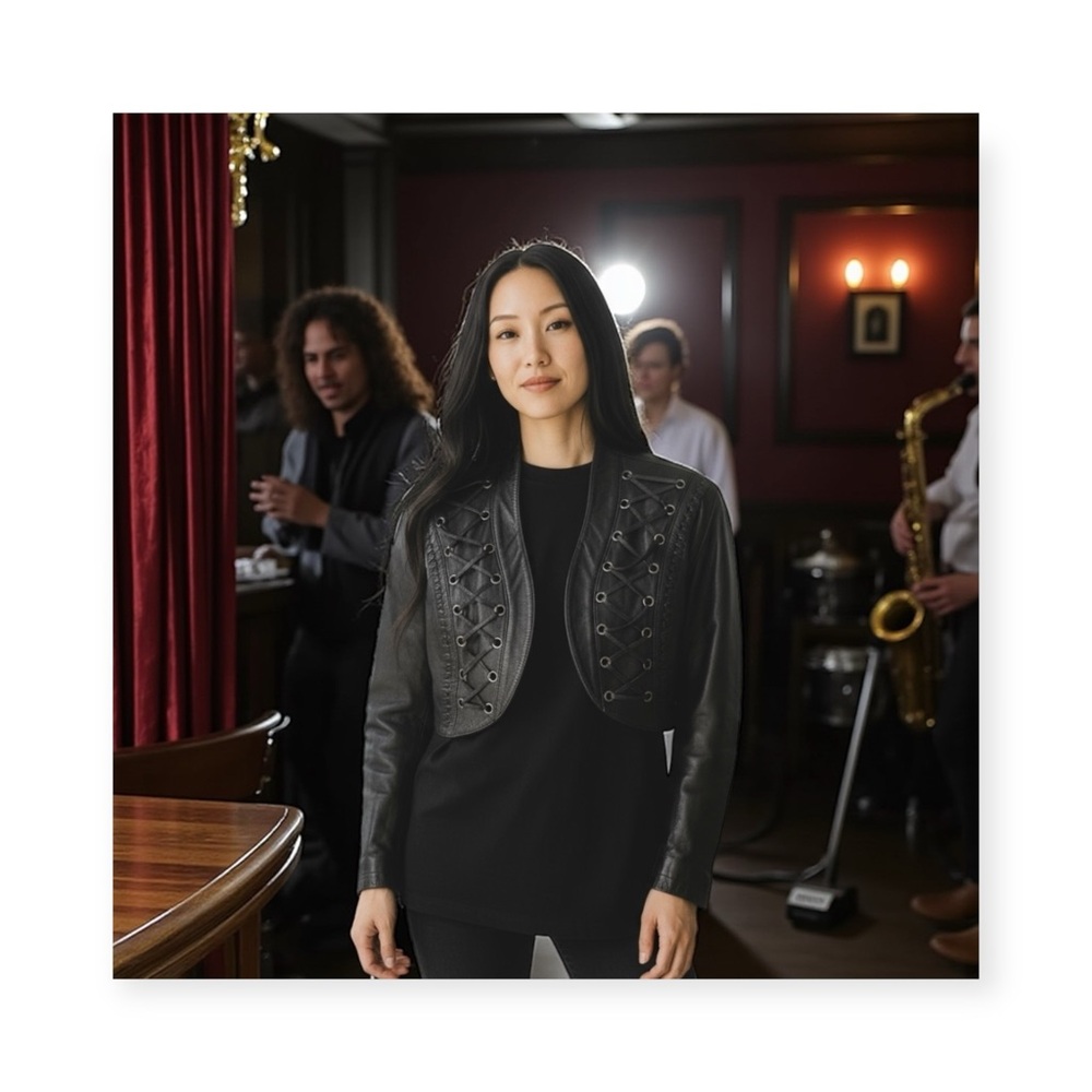 Vintage 90s: Erez x Lillie Rubin ☻︎ Whip Stitch Leather Jacket ☻︎ Gold Hardware - Picture 2 of 16